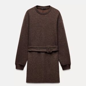 Zara Mini Sweater Dress - Brown